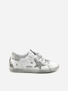 Golden Goose Superstar Sneakers In Leather With Python-effect Heel Tab Golden Goose Superstar Sneakers In Leather With Python-effect Heel Tab - White