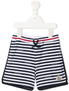 Newborn Shorts With White And Blue Stripes With Logo Moncler Newborn Shorts With White And Blue Stripes With Logo