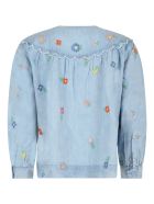 Stella McCartney Kids Light Blue Blouse For Girl With Flowers Stella McCartney Kids Light Blue Blouse For Girl With Flowers - Light Blue