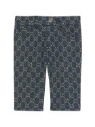 Gucci Blue Trousers With Rear Logo And Pockets Gucci Blue Trousers With Rear Logo And Pockets - Blu/avorio