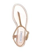 Aquazzura Flat Sandals With Beads Detail Aquazzura Flat Sandals With Beads Detail - Beige
