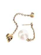 Alexander McQueen Skull And Pearl Pendant Earrings Alexander McQueen Skull And Pearl Pendant Earrings - Oro