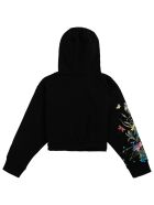 Givenchy Black Cottonhoodie With Floral Logo Print Givenchy Black Cottonhoodie With Floral Logo Print - Black