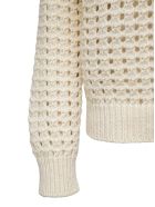 Bottega Veneta Open Mesh Sweater In Ivory Colored Wool Bottega Veneta Open Mesh Sweater In Ivory Colored Wool - White