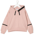 Light Pink Kid Hoodie With Heat-sealed Details Moncler Light Pink Kid Hoodie With Heat-sealed Details