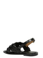 Coral Blue Woven Leather Sandals Coral Blue Woven Leather Sandals - Black