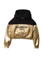 Balmain Gold And Black Teen Sweatshirt With Hood Balmain Gold And Black Teen Sweatshirt With Hood