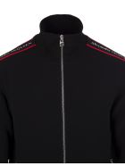 Man Black Sweatshirt With Zip And Logoed Bands Alexander McQueen Man Black Sweatshirt With Zip And Logoed Bands - Black