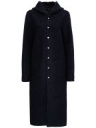 Rick Owens Long Coat In Wool Blend Rick Owens Long Coat In Wool Blend - Black