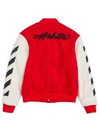 Off-White Versity Wool Blend Jacket With Patch Off-White Versity Wool Blend Jacket With Patch - Red