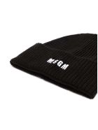 MSGM Black Chunky Knit Hat With Logo MSGM Black Chunky Knit Hat With Logo - Nero