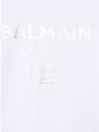 Unisex Kid White And Sliver Logo T-shirt Balmain Unisex Kid White And Sliver Logo T-shirt
