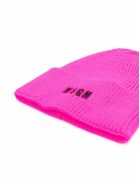 MSGM Chunky Knit Hat With Logo MSGM Chunky Knit Hat With Logo - Fuxia