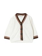 Fendi White Cardigan With Brown Details Fendi White Cardigan With Brown Details - Gesso/tabacco