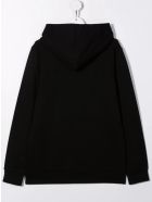 Kids Black Hoodie With White Velvet Logo Balmain Kids Black Hoodie With White Velvet Logo