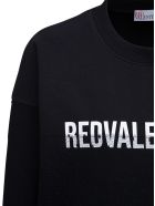 RED Valentino Oversized Black Sweatshirt With Contrasting Logo Print And Point D'esprit Insert RED Valentino Oversized Black Sweatshirt With Contrasting Logo Print And Point D'esprit Insert - Black