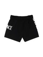Versace Black Bermuda Shorts With White Greca Print And Logo Kids Versace Black Bermuda Shorts With White Greca Print And Logo Kids - Nero/bianco