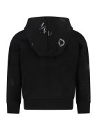 Moncler Black Sweatshirt For Boy With Logos Moncler Black Sweatshirt For Boy With Logos - Black