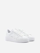 Golden Goose Pure Star Sneakers In Leather With Laminated Effect Logo Golden Goose Pure Star Sneakers In Leather With Laminated Effect Logo - White