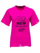 Balenciaga "this Is Not" T-shirt In Pink Technical Jersey Balenciaga "this Is Not" T-shirt In Pink Technical Jersey - Fuxia