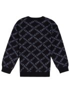 Emporio Armani Black Nylon Blend Sweater With Allover Logo Emporio Armani Black Nylon Blend Sweater With Allover Logo - Black