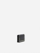Valentino Garavani Small Rockstud Wallet In Grained Leather Valentino Garavani Small Rockstud Wallet In Grained Leather - Black