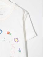Stella McCartney Kids Cotton T-shirt With Floral Logo Print Stella McCartney Kids Cotton T-shirt With Floral Logo Print - White