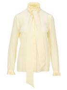 Saint Laurent Pleated Collar Pussy-bow Blouse Saint Laurent Pleated Collar Pussy-bow Blouse - Blanc Casse