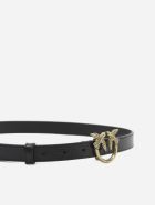 Pinko Leather Belt With Love Birds Buckle Pinko Leather Belt With Love Birds Buckle - Black