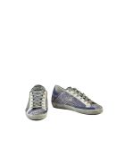 Golden Goose Distressed Blue And Silver Flat Sneakers - Blue
