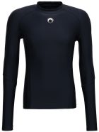 Marine Serre Training Long Sleeved T-shirt In Recycled Stretch Fabric With Logo - Black