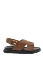 Marni Criss-cross Fussbett Calfskin Sandal Marni Criss-cross Fussbett Calfskin Sandal - Brown