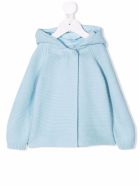 Stella McCartney Kids Light Blue Knitted Hooded Cardigan With Ears Detail Stella McCartney Kids Light Blue Knitted Hooded Cardigan With Ears Detail - Light blue