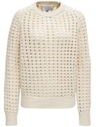 Bottega Veneta Open Mesh Sweater In Ivory Colored Wool Bottega Veneta Open Mesh Sweater In Ivory Colored Wool - White