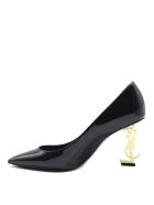 Saint Laurent Opyum Décolleté In Patent Leather With Monogram Detail Saint Laurent Opyum Décolleté In Patent Leather With Monogram Detail - Black