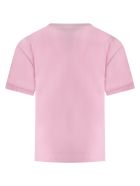 Balenciaga Pink T-shirt For Kids With Logos Balenciaga Pink T-shirt For Kids With Logos - Pink