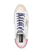 Man White Super-star Sneakers With Red Spoiler And Two-tone Laces Golden Goose Man White Super-star Sneakers With Red Spoiler And Two-tone Laces