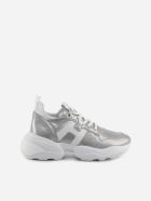 Hogan Interaction Sneakers In Leather With Pearly Finish Hogan Interaction Sneakers In Leather With Pearly Finish - Argento e Bianco