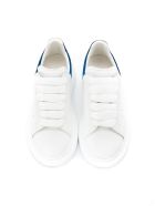 Alexander McQueen White Leather Oversize Sneakers With Blue Heel Tab Alexander McQueen White Leather Oversize Sneakers With Blue Heel Tab - White
