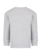 Gucci Melanged Grey Sweatshirt With Sequined Logo For Girl Gucci Melanged Grey Sweatshirt With Sequined Logo For Girl - Grey