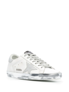 Super-star Man White Sneakers With Glitter Star And Spoiler Golden Goose Super-star Man White Sneakers With Glitter Star And Spoiler