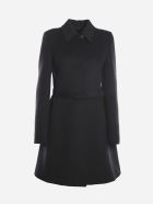 Valentino Wool And Cashmere Coat With Vlogo Signature Belt Valentino Wool And Cashmere Coat With Vlogo Signature Belt - Black