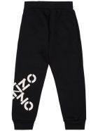 Kenzo Kids Black Cotton Joggers With Logo Print Kenzo Kids Black Cotton Joggers With Logo Print - Black
