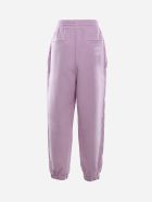 Miu Miu Cotton Trousers With Logo Print Miu Miu Cotton Trousers With Logo Print - Purple