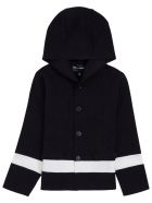 Emporio Armani Blue And White Wool Blend Hooded Cardigan Emporio Armani Blue And White Wool Blend Hooded Cardigan - Blu