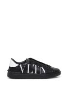 Valentino Garavani Open Leather Sneakers With Vltn Print Valentino Garavani Open Leather Sneakers With Vltn Print - White/black