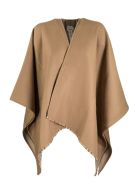 Burberry Icon Stripe Detail Wool Cape Burberry Icon Stripe Detail Wool Cape - Archive Beige