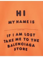Balenciaga Unisex Orange Wide Fit Hi My Name Is Hoodie - Fluo orange/black
