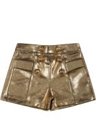 Balmain Golden Shorts For Baby Girl With Iconic Buttons Balmain Golden Shorts For Baby Girl With Iconic Buttons - Gold
