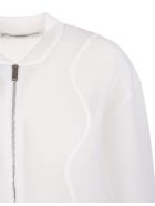 Woman White Mesh Bomber Jacket Stella McCartney Woman White Mesh Bomber Jacket - Pure white
